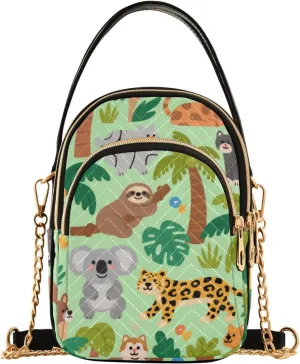 Green Personalized Animal Tree trendy sling crossbody bags for women with multi pockets handbags for fall