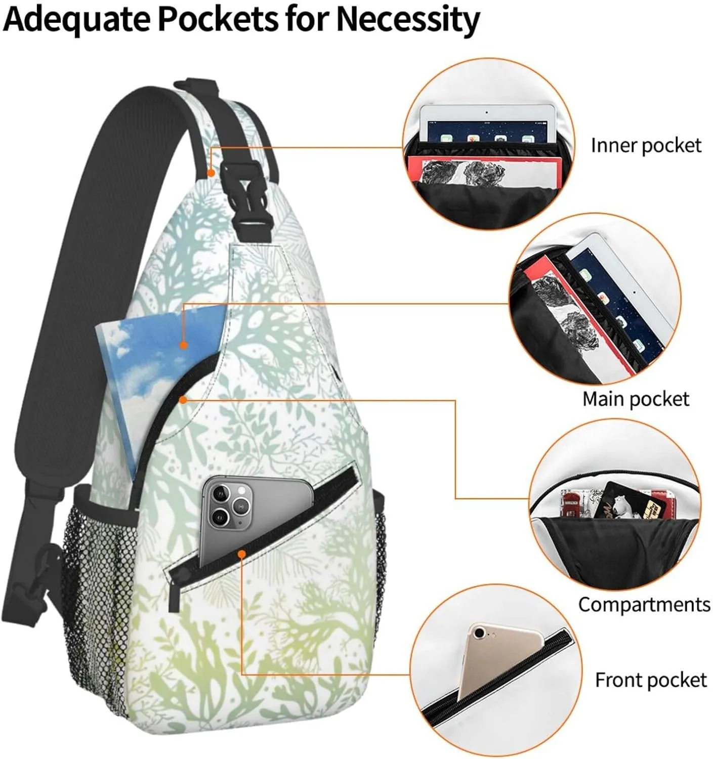 Green Sea Blue Seaweed Crossbody Chest Bag Lightweight Sling Daypackstravel Hiking Cycling For Men Women