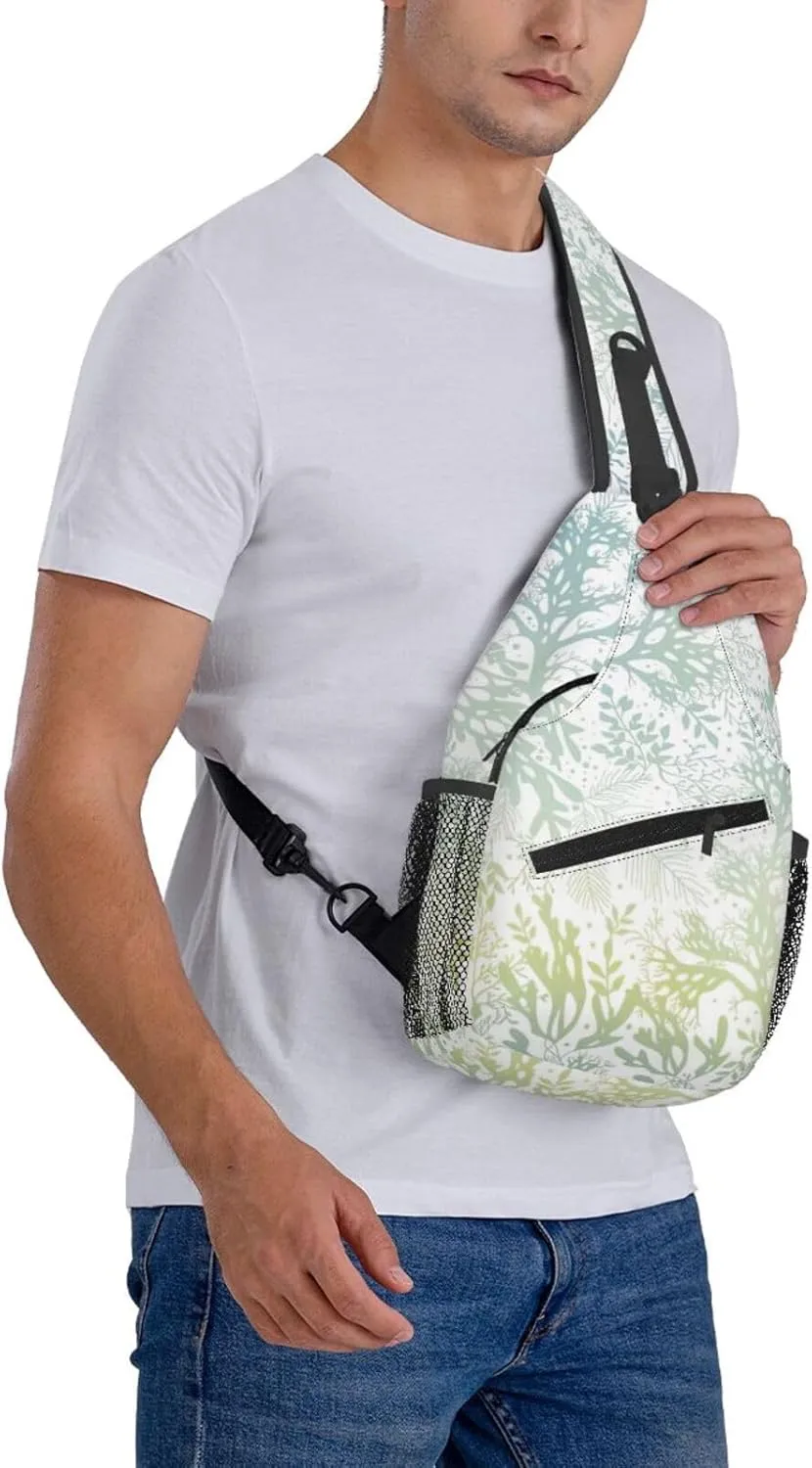 Green Sea Blue Seaweed Crossbody Chest Bag Lightweight Sling Daypackstravel Hiking Cycling For Men Women