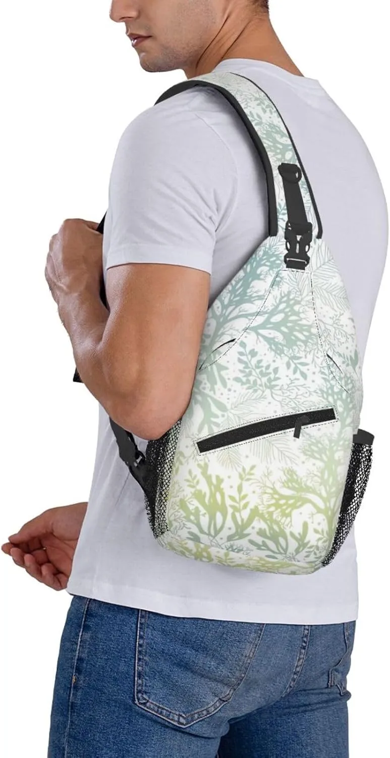 Green Sea Blue Seaweed Crossbody Chest Bag Lightweight Sling Daypackstravel Hiking Cycling For Men Women
