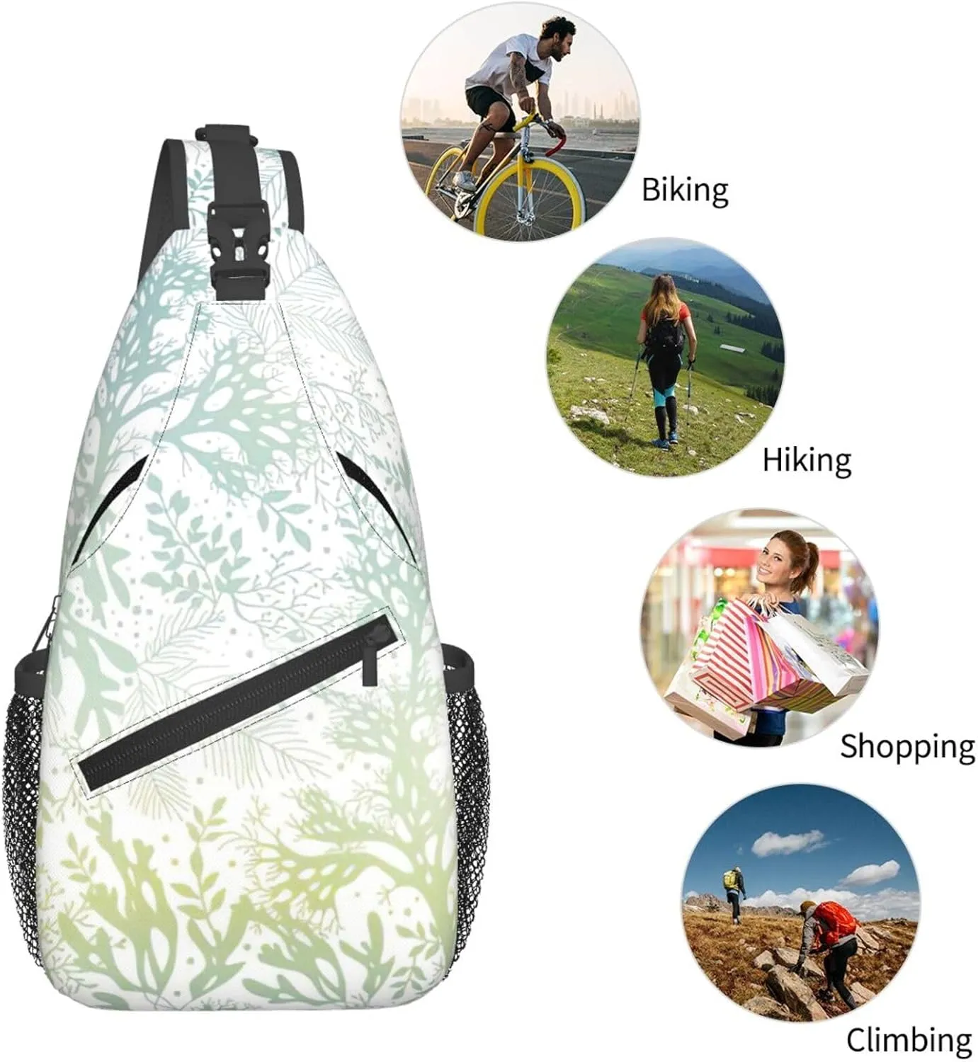 Green Sea Blue Seaweed Crossbody Chest Bag Lightweight Sling Daypackstravel Hiking Cycling For Men Women