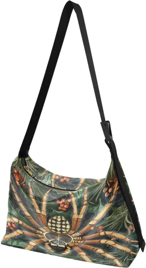Green Tarantula Pinecones Hobo Shoulder Bag for Women Men PU Leather Crossbody Bag Slouchy Tote Handbags for Travel Work