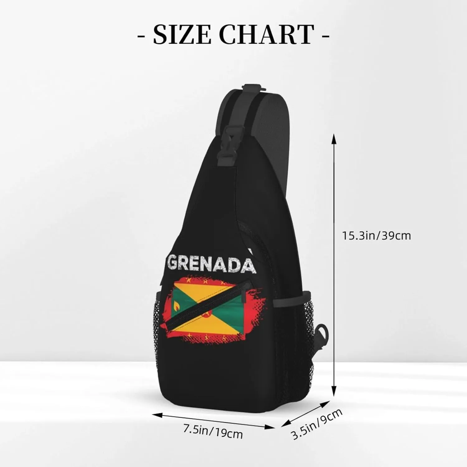 Grenada Flag Grenadian Proud Roots Crossbody Bag Cross Chest Bag Adjustable Sling Backpack Sports Gym Shoulder Bags Travel Cycling Daypack Diagonally Casual Rucksack