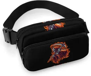 Grim Reaper Belt Bag Double Layer Fanny Pack Crossbody Bags Adjustable Bum Bag for Women Men