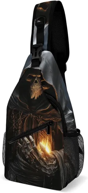 Grim Reaper Crossbody Sling Bag for Women Men Sling Backpack Travel Chest Bag Pack Man Purse Shoulder Bags Daypack for Travel Hiking Cycling