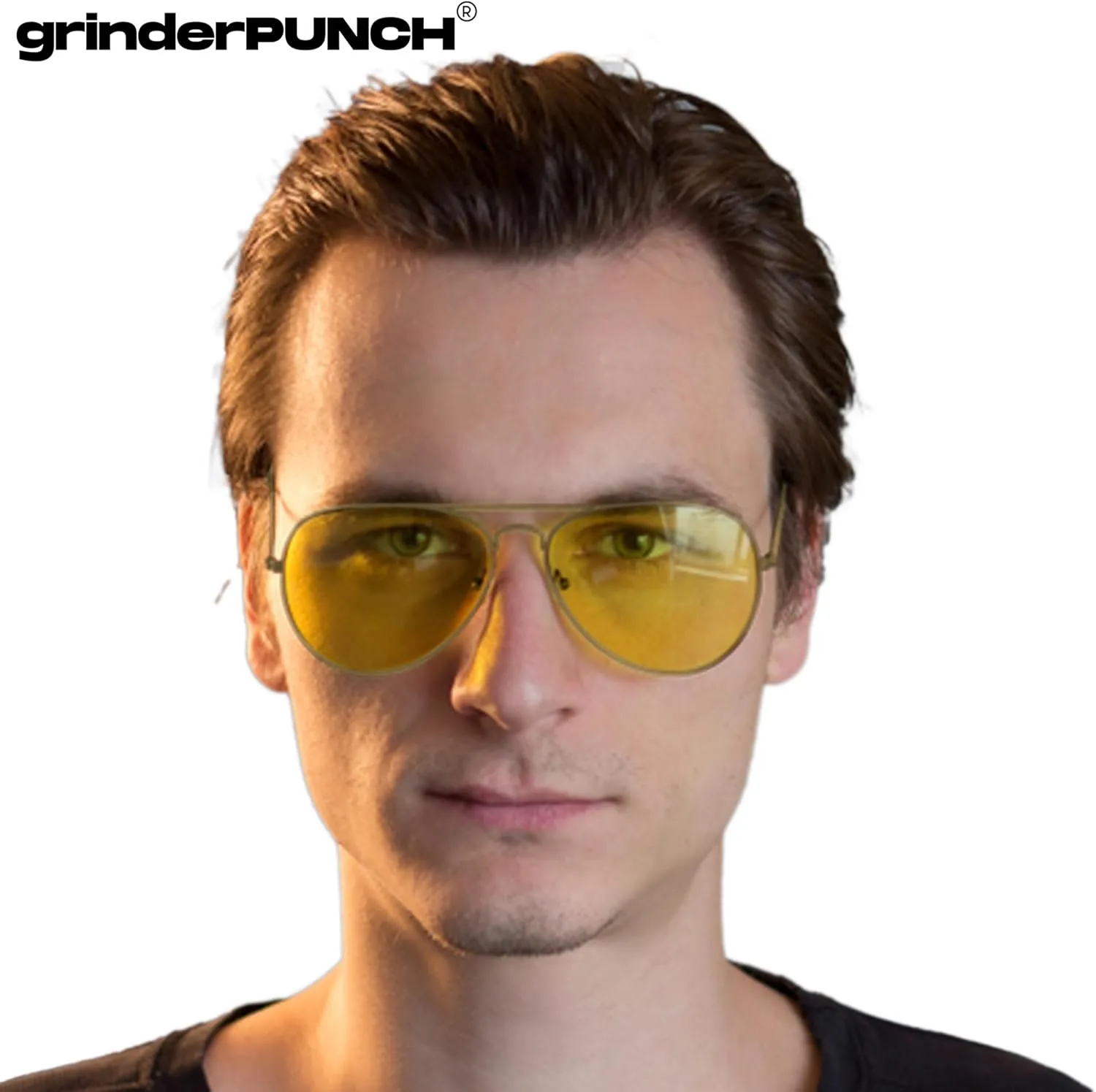 grinderPUNCH Unisex Aviator Sunglasses | Fashionable & Lightweight Frame Suits All Face Shapes | 100% UV Protection
