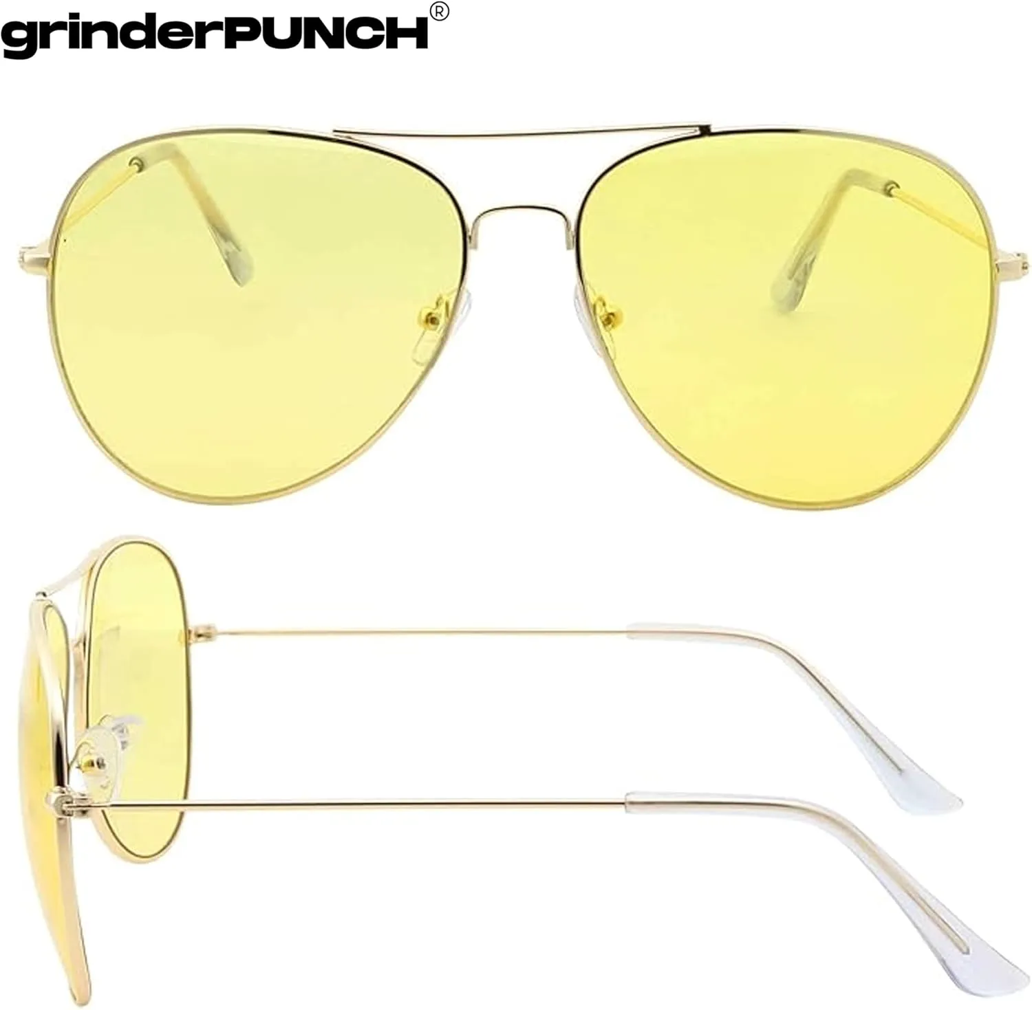 grinderPUNCH Unisex Aviator Sunglasses | Fashionable & Lightweight Frame Suits All Face Shapes | 100% UV Protection