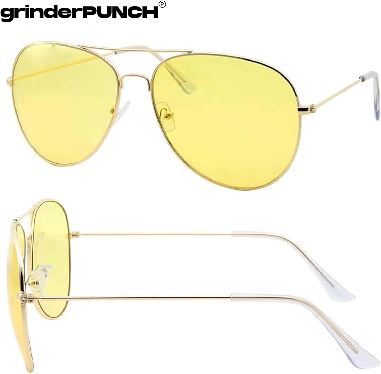 grinderPUNCH Unisex Aviator Sunglasses | Fashionable & Lightweight Frame Suits All Face Shapes | 100% UV Protection