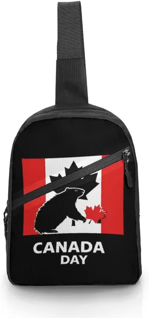Groundhog And Maple Canada Day Foldable Crossbody Sling Bags Shoulder Backpack Chest DayPack Handbag
