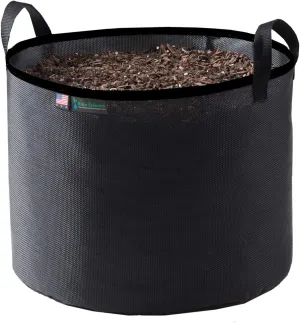 Grow Bag 7 Gallon, Planting Pots - Colorful Plant Grow Bags Pots Gardening Vegetable - Air Pruning Mesh Fabric Plant Container - (Black/Black)