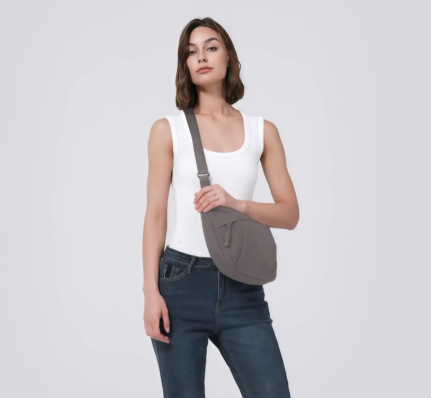 GRPKSSIB Nylon Crescent Bag Hobo Crossbody Bags Casual Sling Bag Slouchy Shoulder Bags Travel Messenger Bag for Women Men