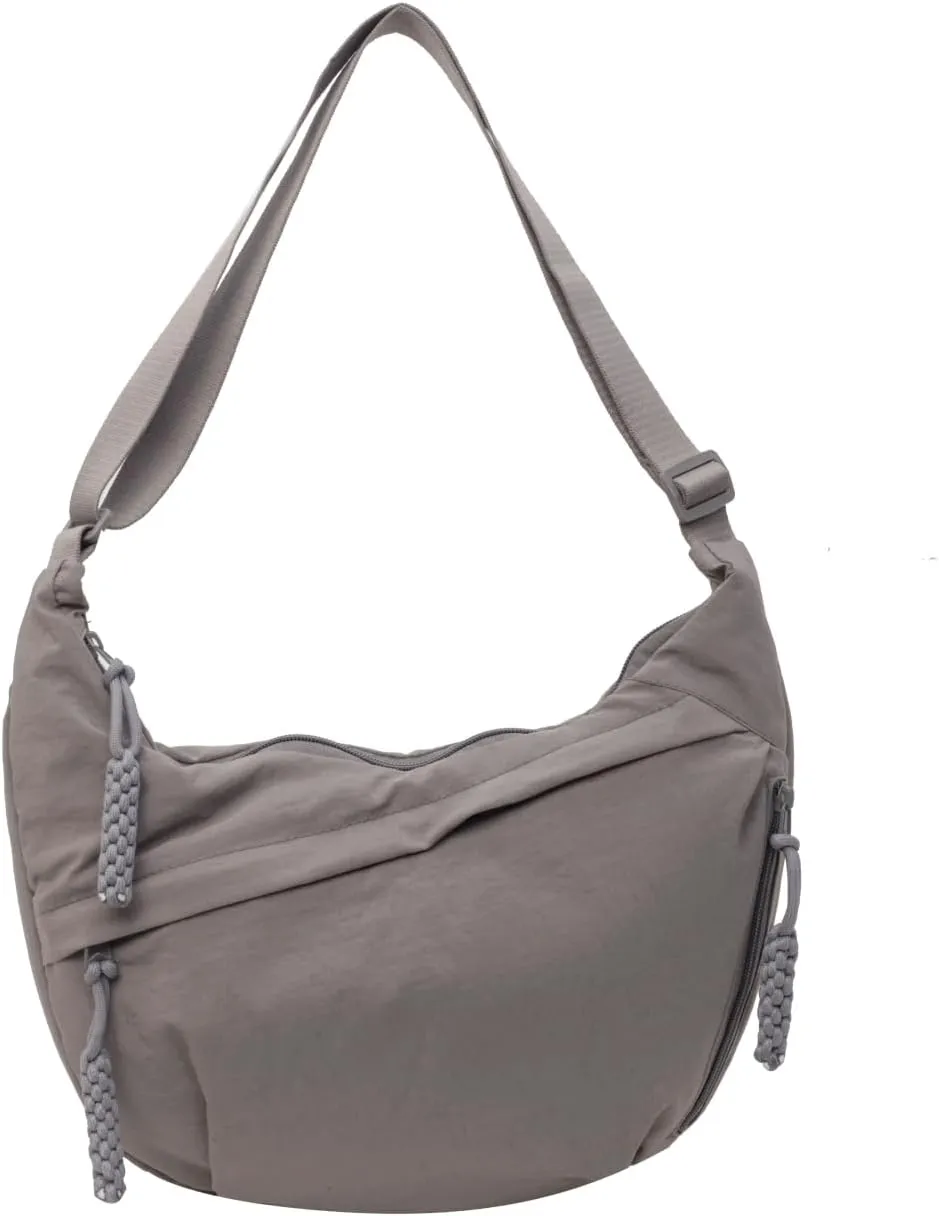 GRPKSSIB Nylon Crescent Bag Hobo Crossbody Bags Casual Sling Bag Slouchy Shoulder Bags Travel Messenger Bag for Women Men