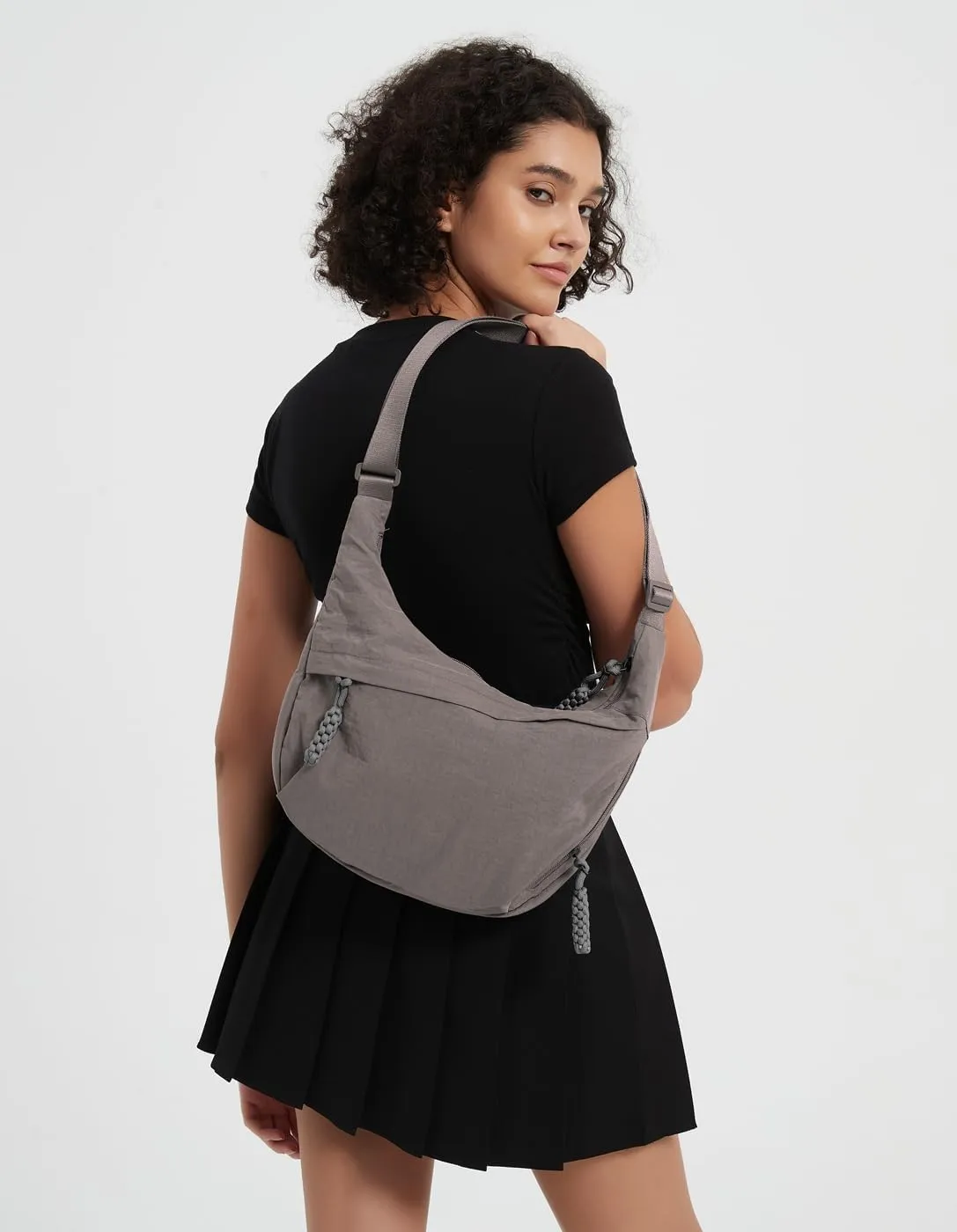 GRPKSSIB Nylon Crescent Bag Hobo Crossbody Bags Casual Sling Bag Slouchy Shoulder Bags Travel Messenger Bag for Women Men