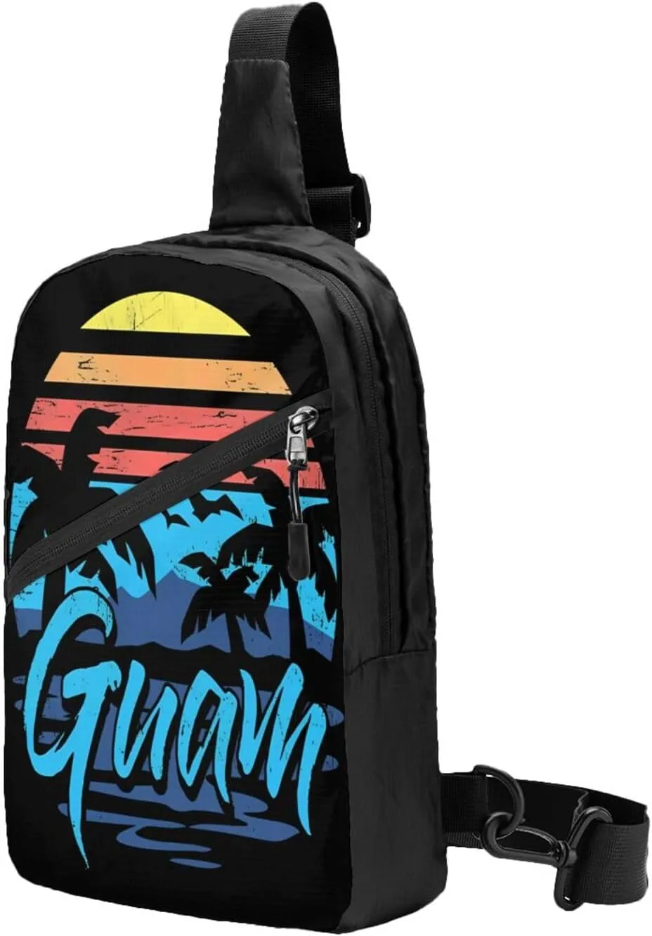 Guam Island Flag Packable Crossbody Bag Portable Sling Bags Foldable Travel Daypack Reusable Sports Shoulder Backpack Diagonally Chest Bag for Workout