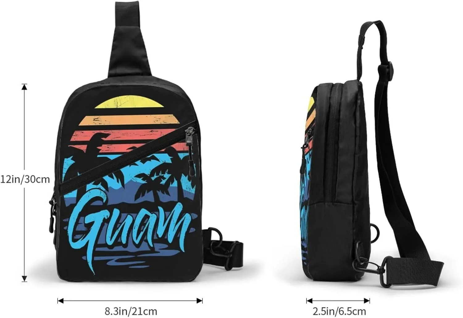 Guam Island Flag Packable Crossbody Bag Portable Sling Bags Foldable Travel Daypack Reusable Sports Shoulder Backpack Diagonally Chest Bag for Workout