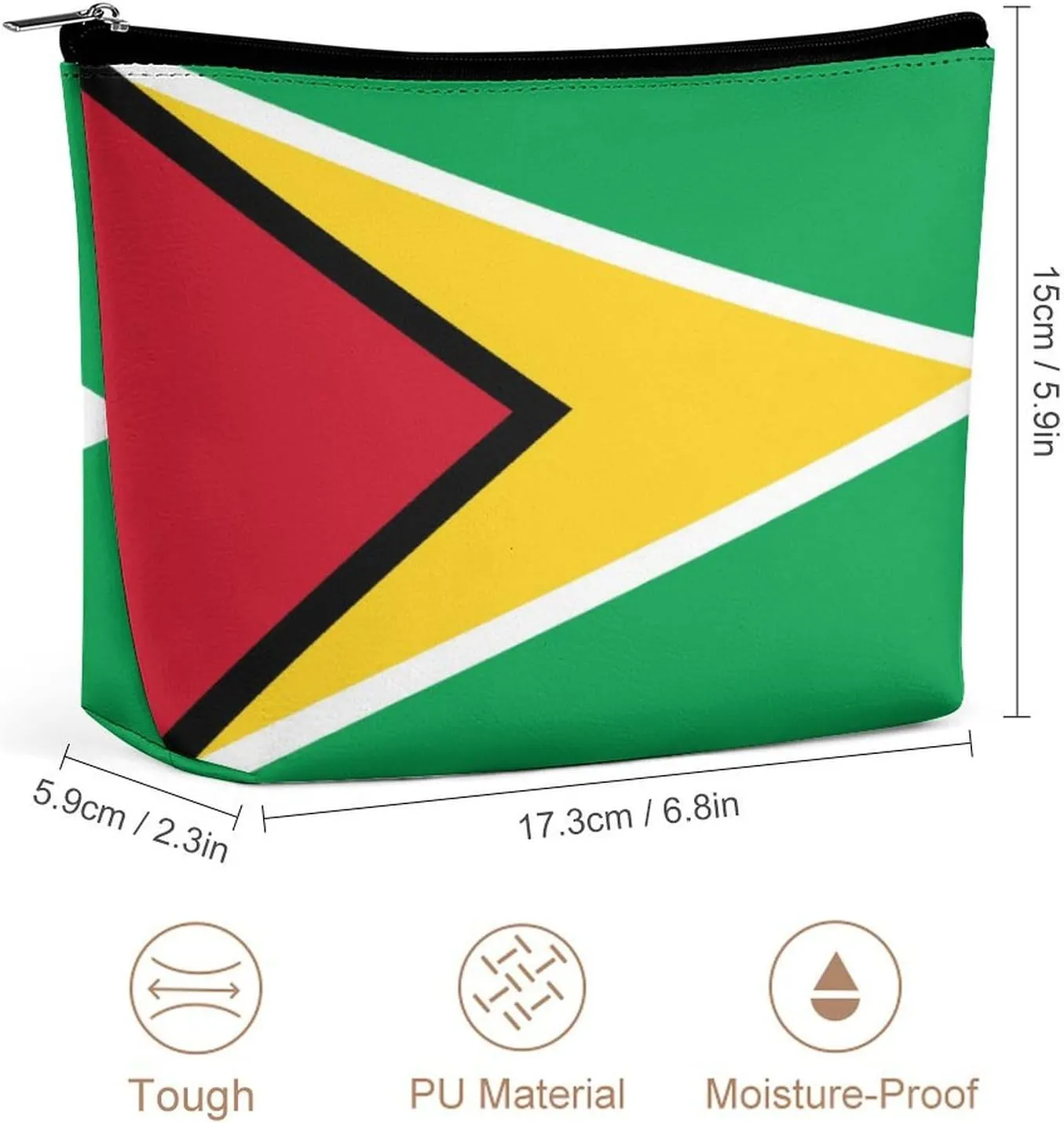 Guyana Flag Portable Makeup Organizer for Travel Cosmetic Bag for Purse