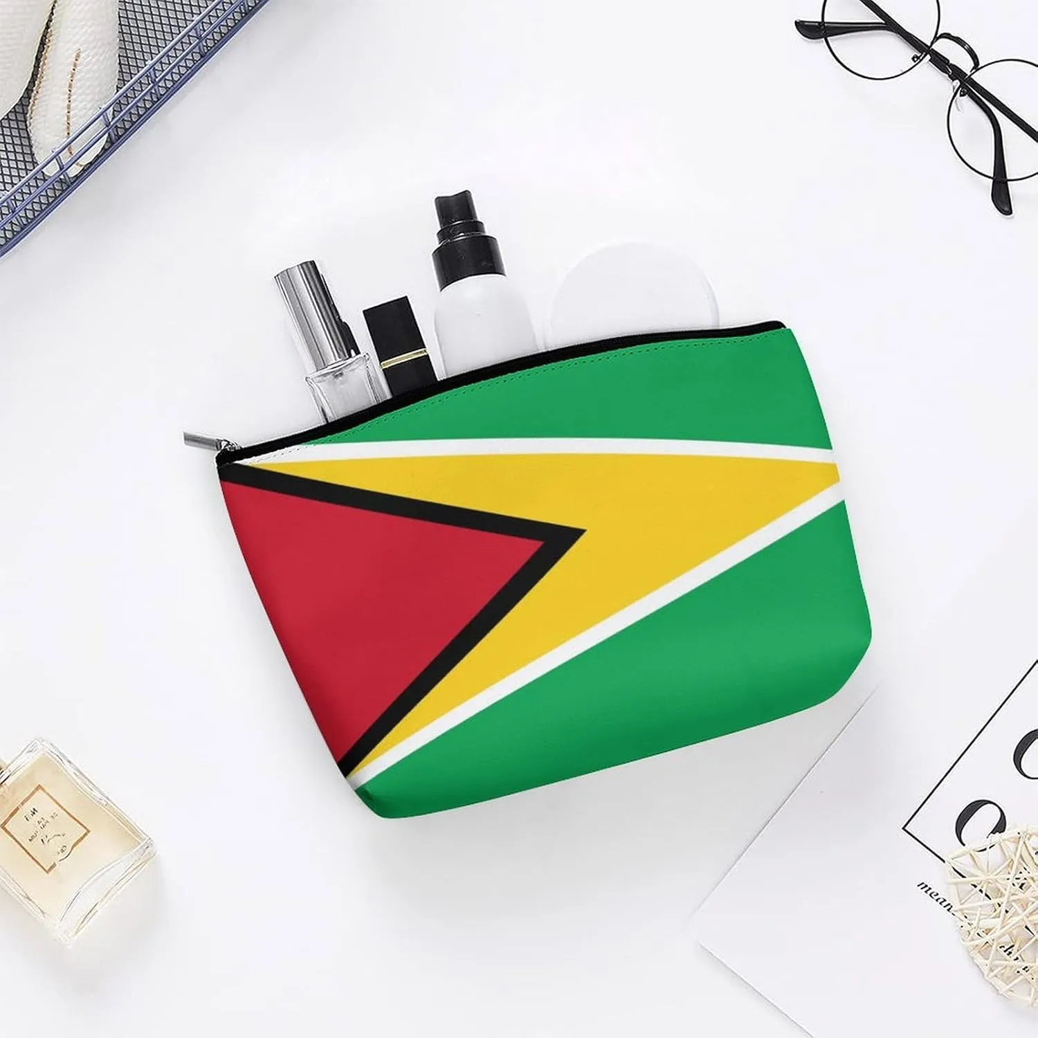 Guyana Flag Portable Makeup Organizer for Travel Cosmetic Bag for Purse