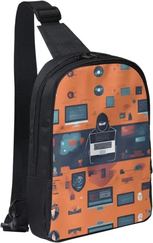 Hacker Attack Adjustable Strap Lightweight Chest Bag Dual Pocket Sling Bag Waterproof Sling Backpack Lightweight Crossbody Sling