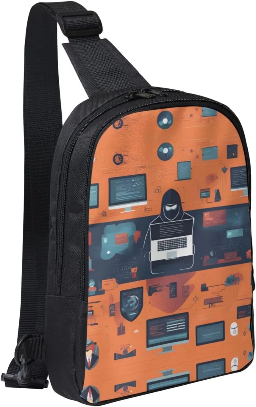 Hacker Attack Adjustable Strap Lightweight Chest Bag Dual Pocket Sling Bag Waterproof Sling Backpack Lightweight Crossbody Sling