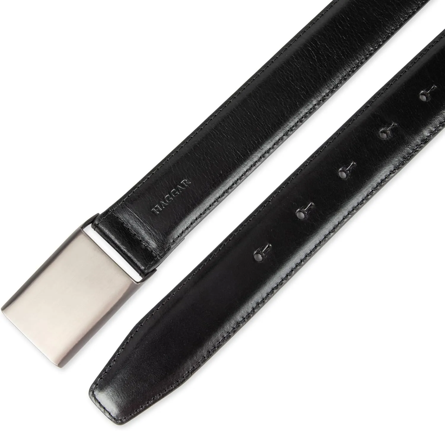 Haggar Men's Sleek Plaque Buckle Dress Belt