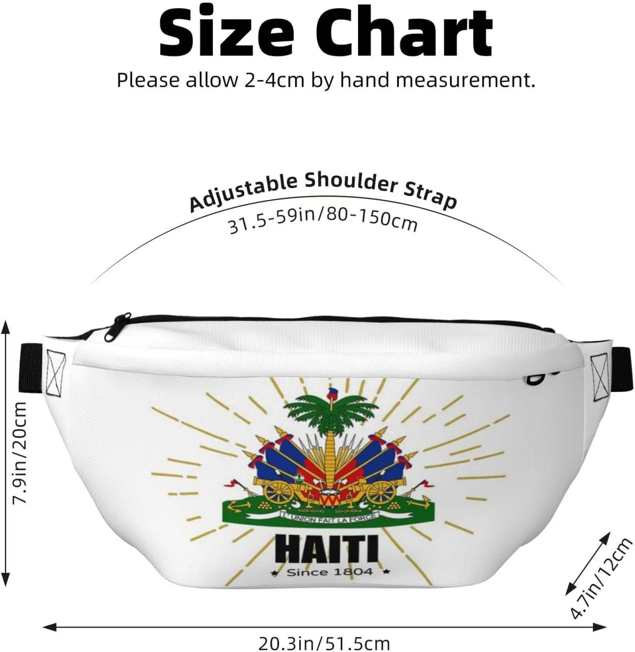 Haiti Flag Crossbody Waist Bag,Haitian Fanny Pack Large Belt Bags for Men Women Sports Travel Work
