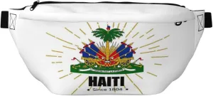 Haiti Flag Crossbody Waist Bag,Haitian Fanny Pack Large Belt Bags for Men Women Sports Travel Work