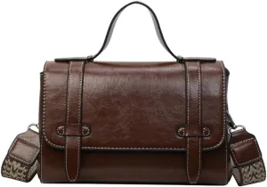 Halemet Retro Shoulder Bag Ladies Women Slouchy Crossbody Bags with Wide Shoulder Strap Slouchy Square Bag Satchel Carryall