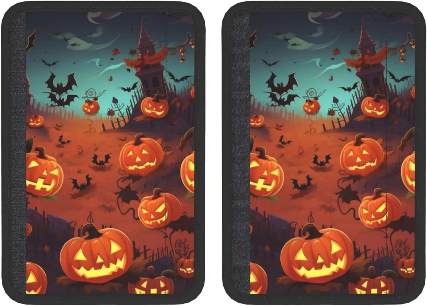 Halloween Car Seat Belt Pad 2 Pack Universal Fit Seatbelt Cover Soft and Comfortable Backpack Shoulder Pad Adjustable Neck Cushion Protector Harness Pad for Car Bag