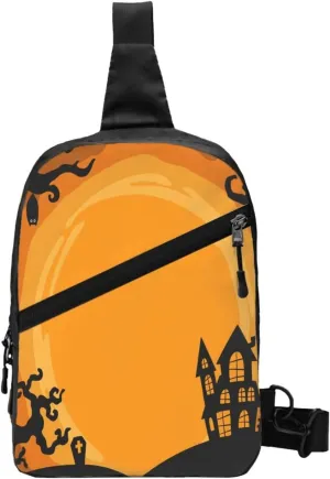 Halloween Tree Sling Bag for Men Women, Small Crossbody Sling Backpack Shoulder Chest Bag, Anti Theft Travel Hiking Sports