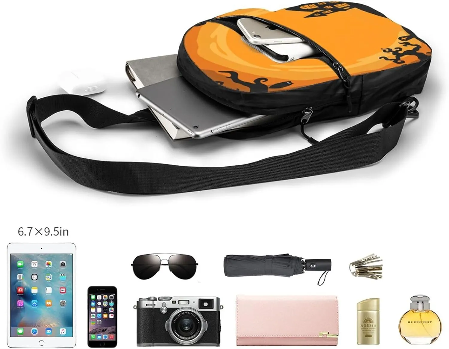 Halloween Tree Sling Bag for Men Women, Small Crossbody Sling Backpack Shoulder Chest Bag, Anti Theft Travel Hiking Sports