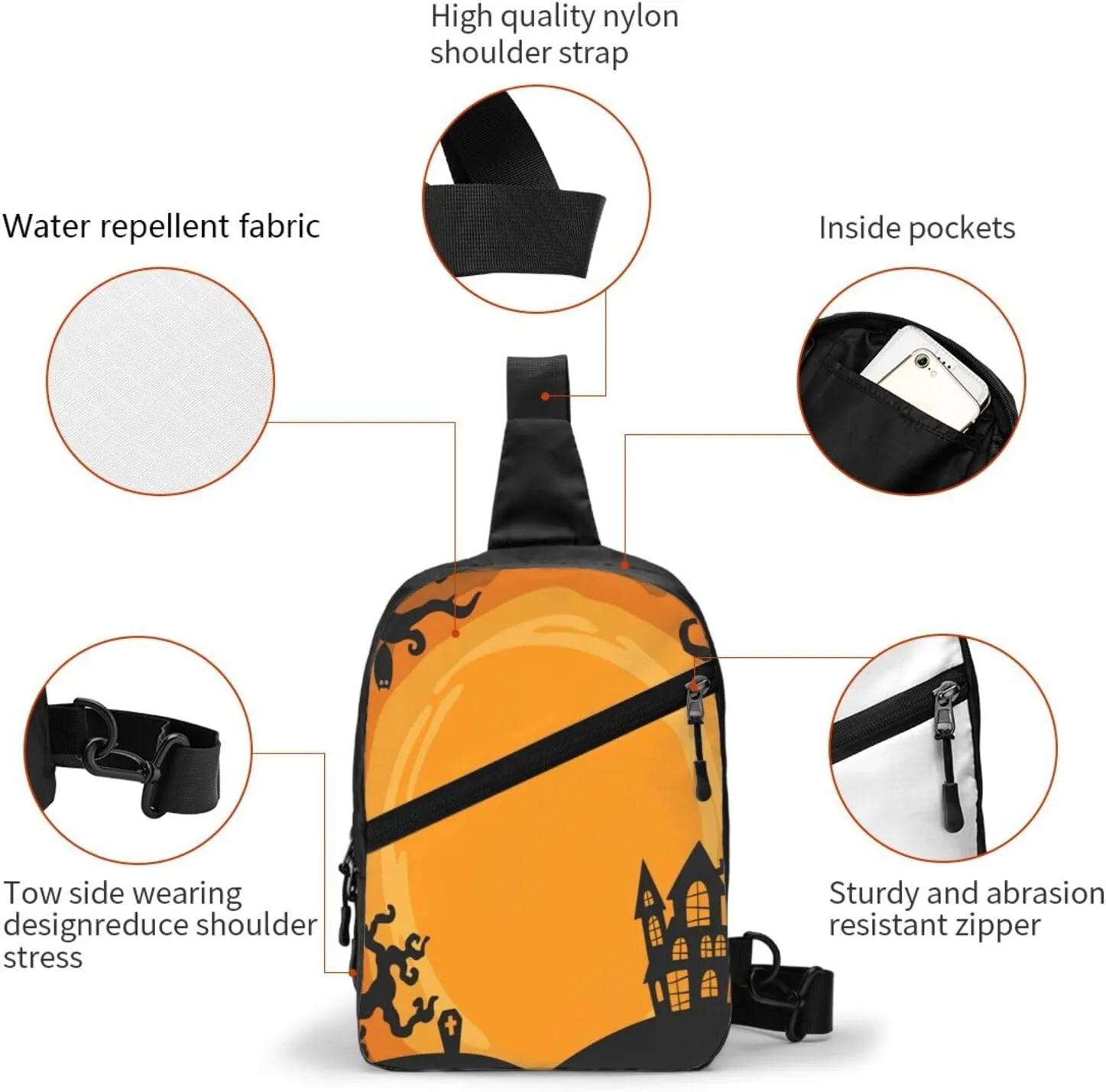 Halloween Tree Sling Bag for Men Women, Small Crossbody Sling Backpack Shoulder Chest Bag, Anti Theft Travel Hiking Sports