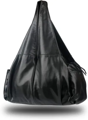 Handbag For Women,Large Slouchy Hobo Bag Soft Washed PU Leather Purse Amazing Multi Pocket Totes (Black)