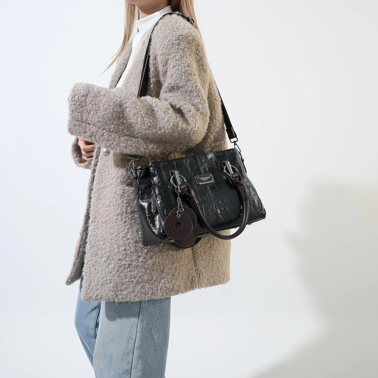 Handbags and Purses for women Vegan Leather Tote Bag for Women Satchel Shoulder Bags Travel Purse with Compartments