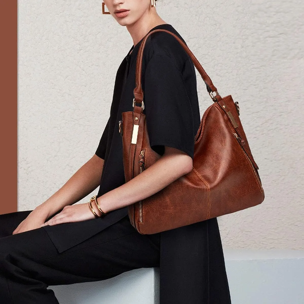 Handbags for Women Shoulder Tote Zipper Purse PU Leather Top-handle Satchel Bags With Tassle