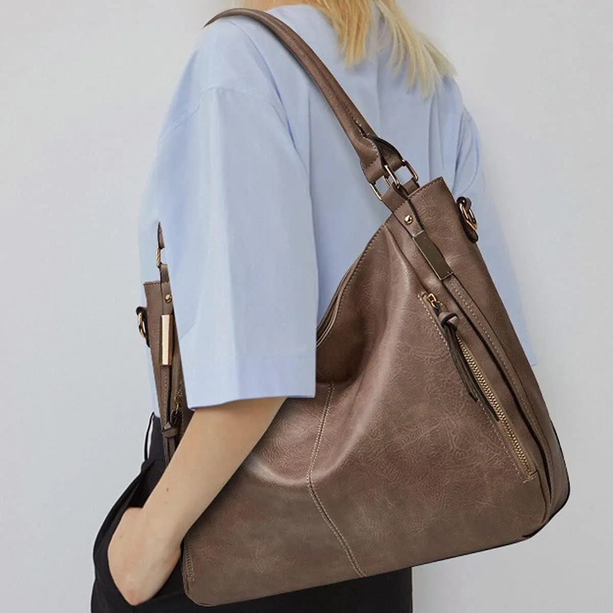 Handbags for Women Shoulder Tote Zipper Purse PU Leather Top-handle Satchel Bags With Tassle