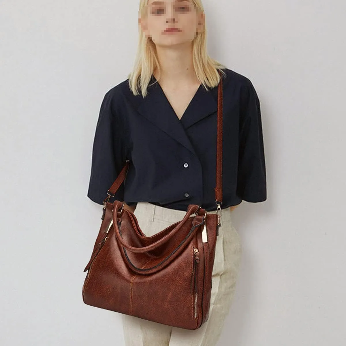 Handbags for Women Shoulder Tote Zipper Purse PU Leather Top-handle Satchel Bags With Tassle