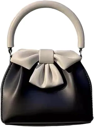 Handbags Women's Top-Handle Handbags Bow Small Square Bags Black Womens Purses and Handbags Elegant Shoulder Handbag Popular All-match PU Bag 7.87 x 2.75 x 7.87 inches