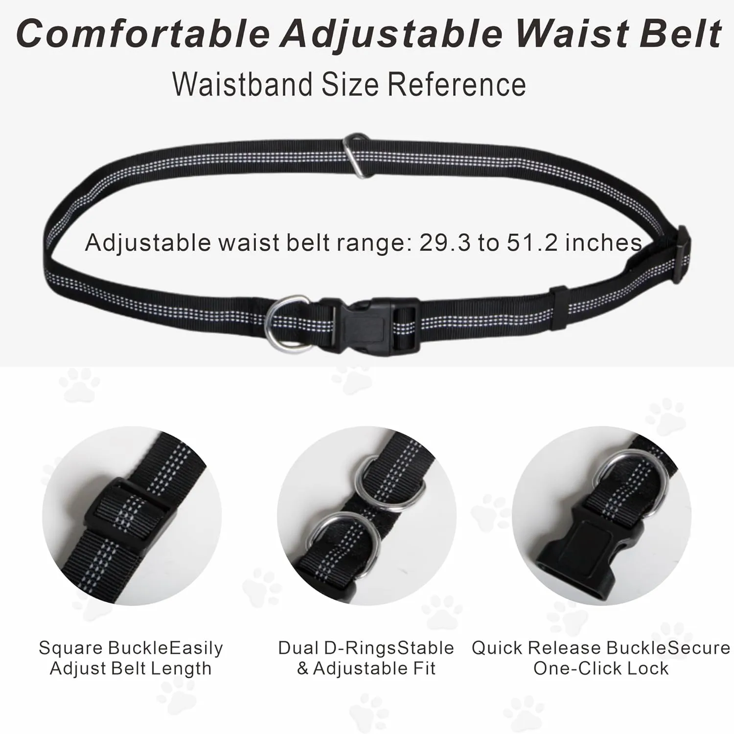 Hands-Free Dog Leash with Adjustable Waist Belt, Movable & Fixable Waist Bag, Large Zipper Pouch, Dual Handle Elastic Leash, Reflective Waist Bag – Ideal for Running, Walking, Hiking, Red