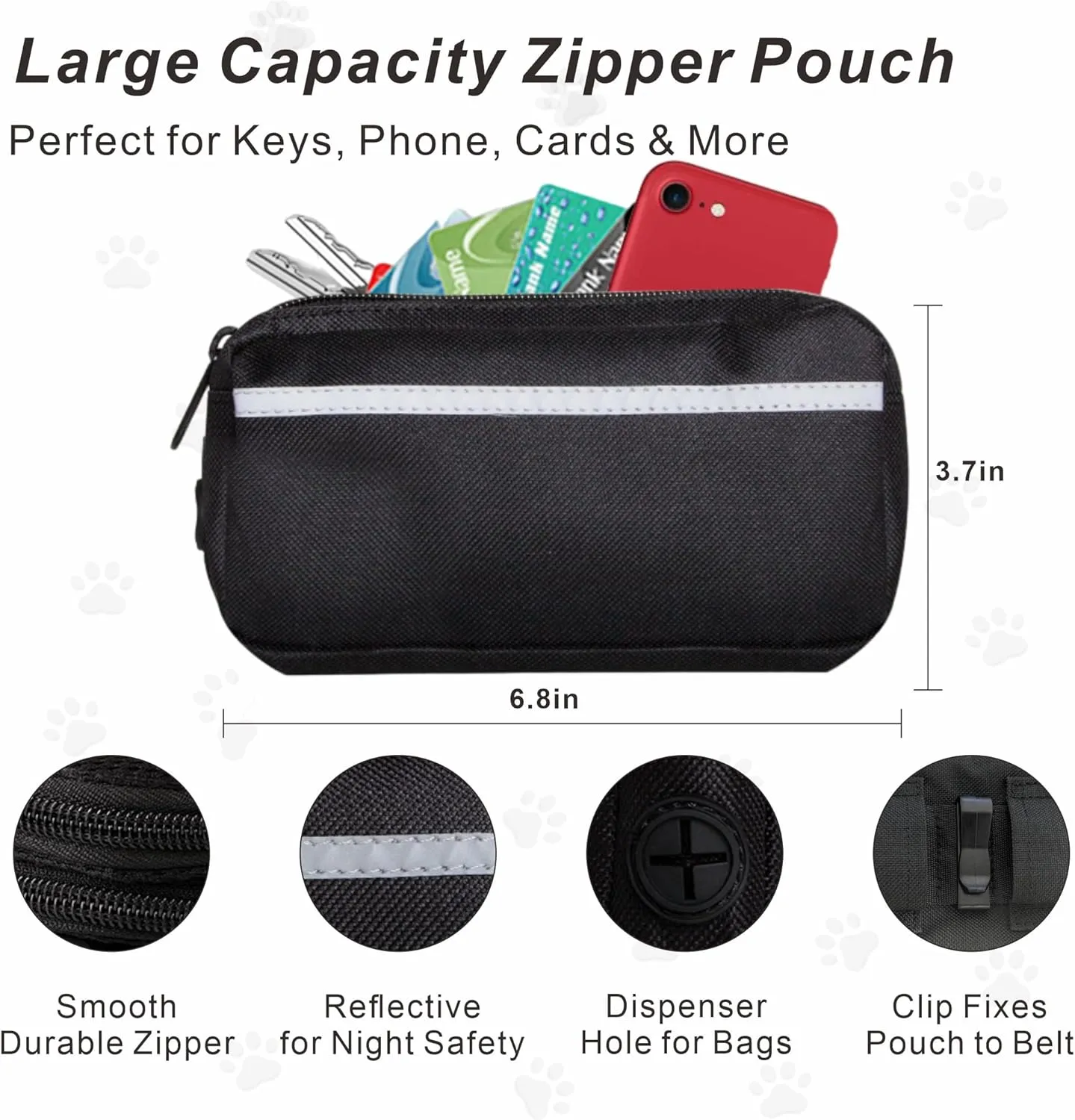 Hands-Free Dog Leash with Adjustable Waist Belt, Movable & Fixable Waist Bag, Large Zipper Pouch, Dual Handle Elastic Leash, Reflective Waist Bag – Ideal for Running, Walking, Hiking, Red