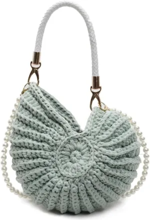 Handwoven Seashell Hobo Bags Women Crochet Summer Beach Bag Boho Knitted Evening Clutch Purses Hobo Crossbody Shoulder Bag