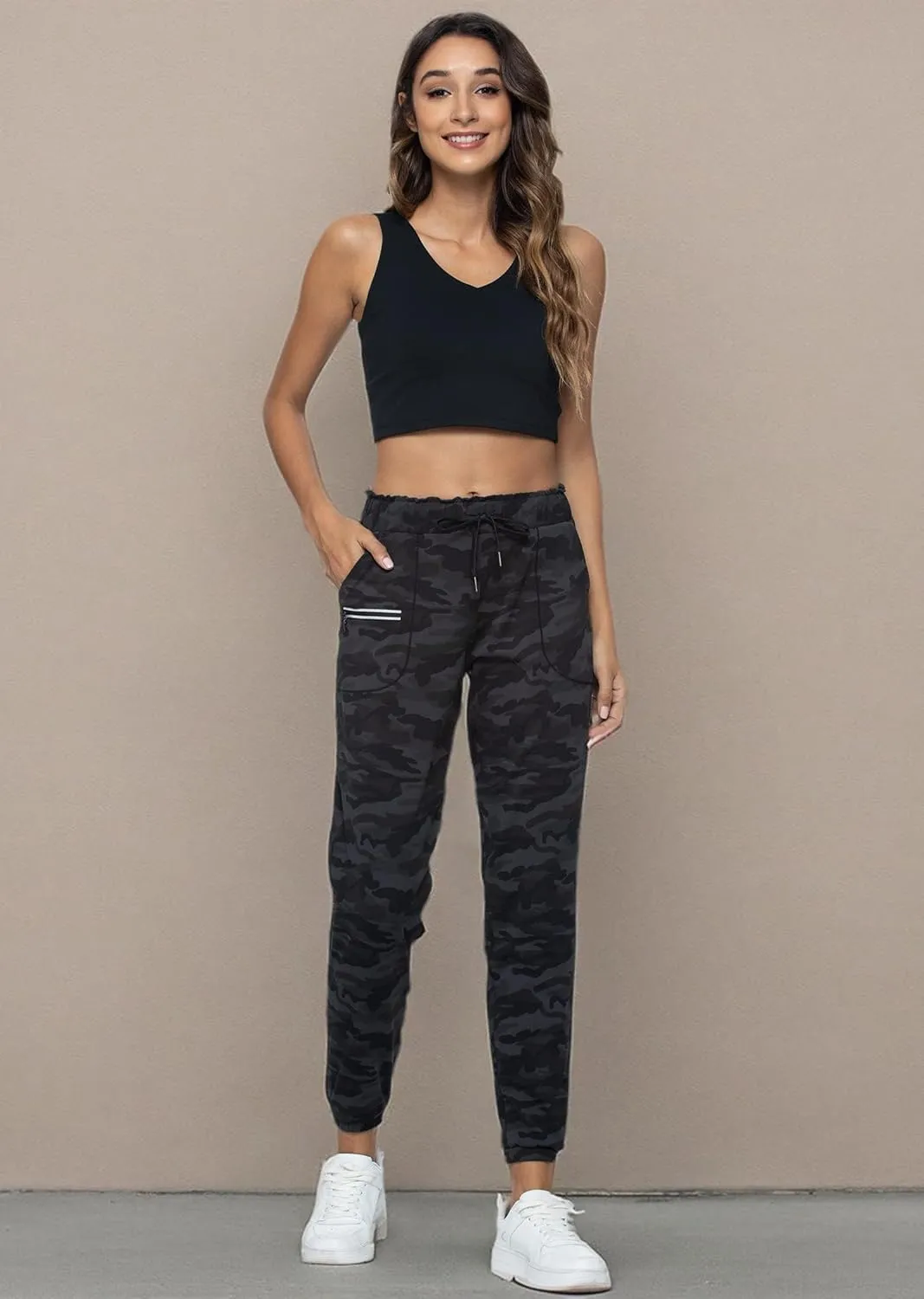 Haowind Joggers for Women with Pockets Elastic Waist Workout Sport Gym Pants Comfy Lounge Yoga Running Pants