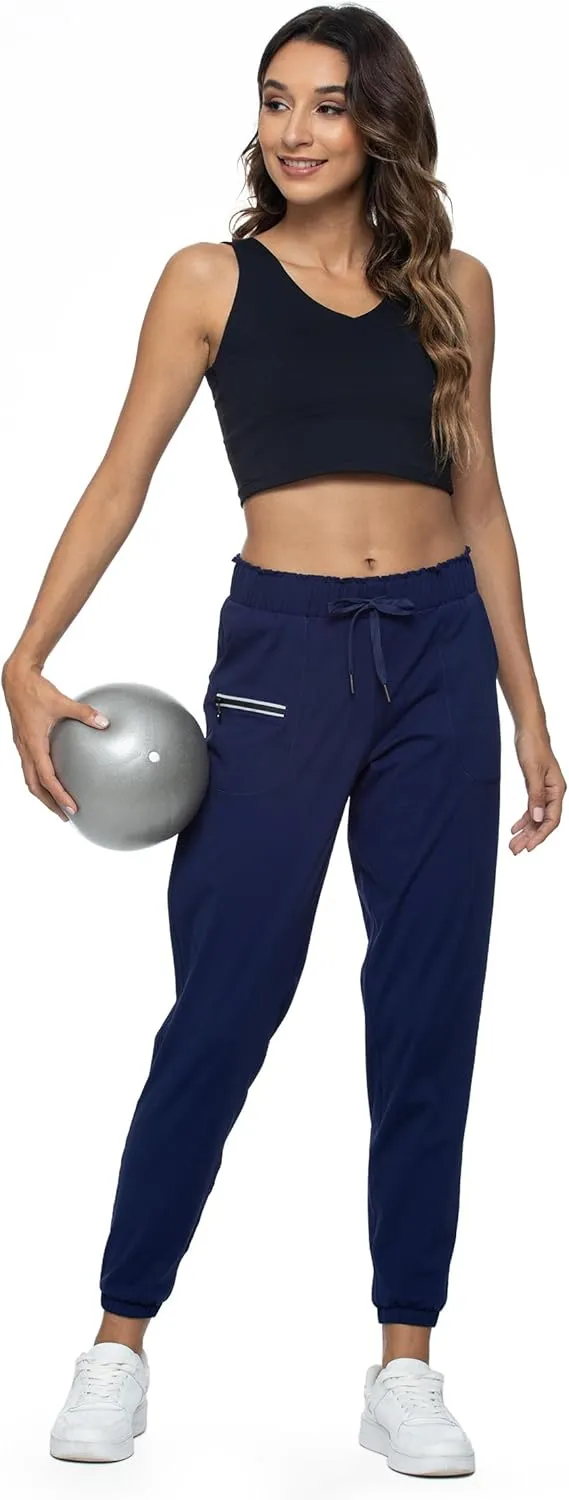 Haowind Joggers for Women with Pockets Elastic Waist Workout Sport Gym Pants Comfy Lounge Yoga Running Pants