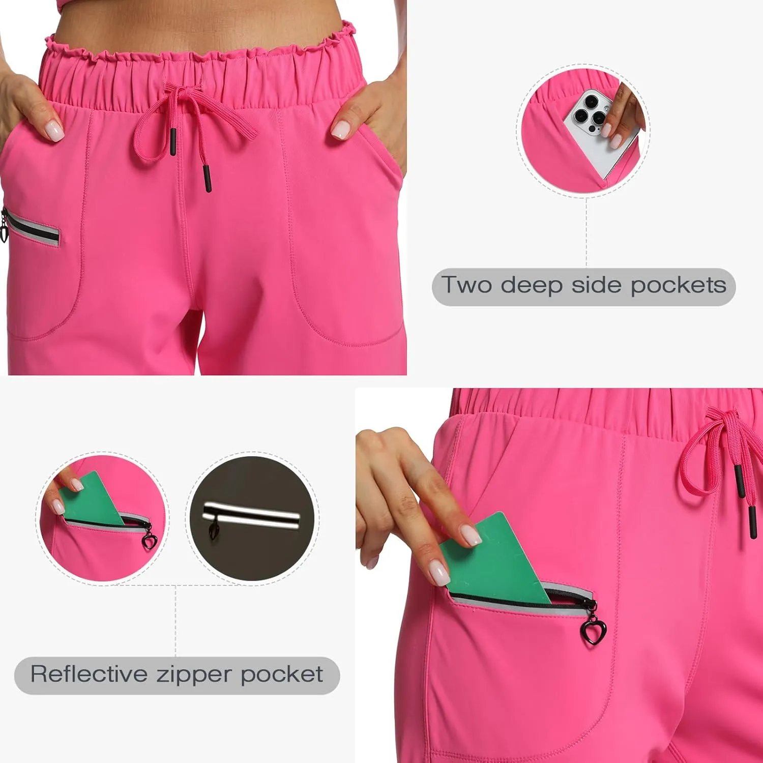 Haowind Joggers for Women with Pockets Elastic Waist Workout Sport Gym Pants Comfy Lounge Yoga Running Pants