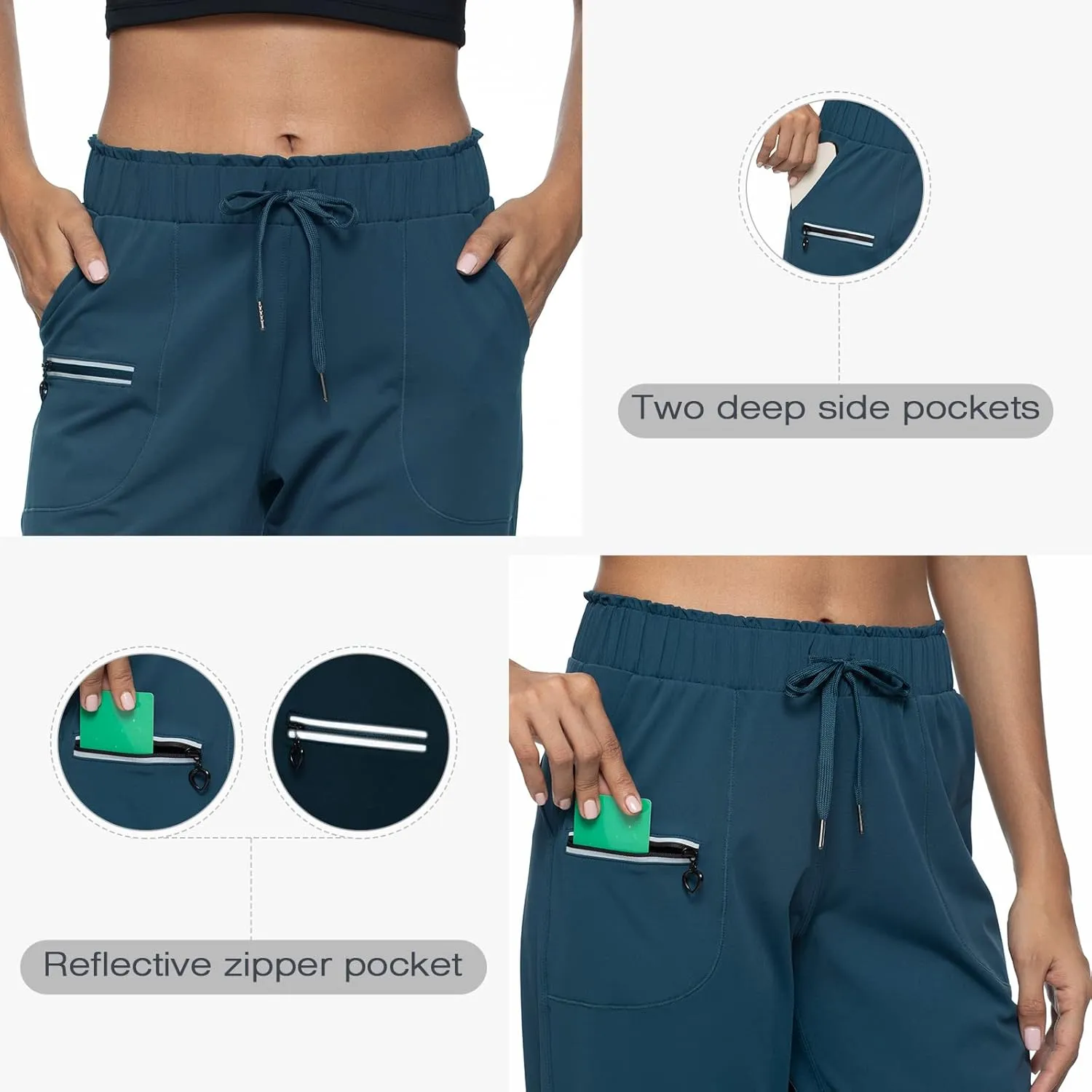 Haowind Joggers for Women with Pockets Elastic Waist Workout Sport Gym Pants Comfy Lounge Yoga Running Pants
