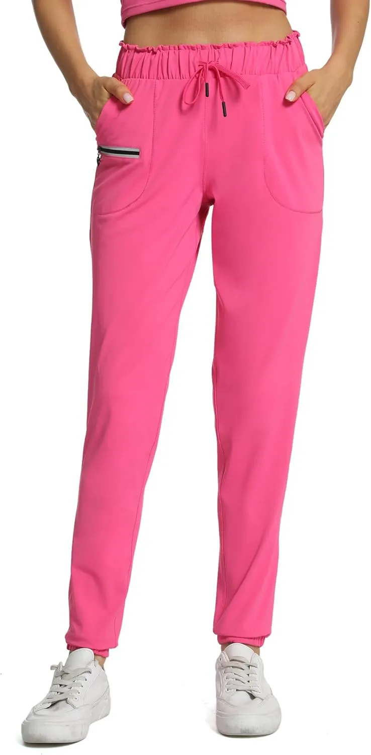 Haowind Joggers for Women with Pockets Elastic Waist Workout Sport Gym Pants Comfy Lounge Yoga Running Pants