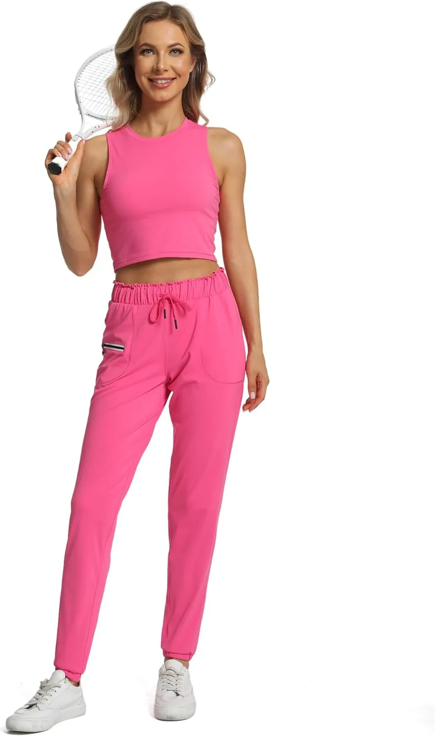Haowind Joggers for Women with Pockets Elastic Waist Workout Sport Gym Pants Comfy Lounge Yoga Running Pants
