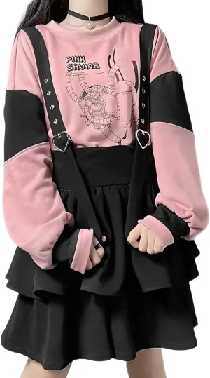Harajuku Casual Style Lolita Kawaii Gothic Fashion Elastic High Waist Vintage Layered Suspender Short Skirt