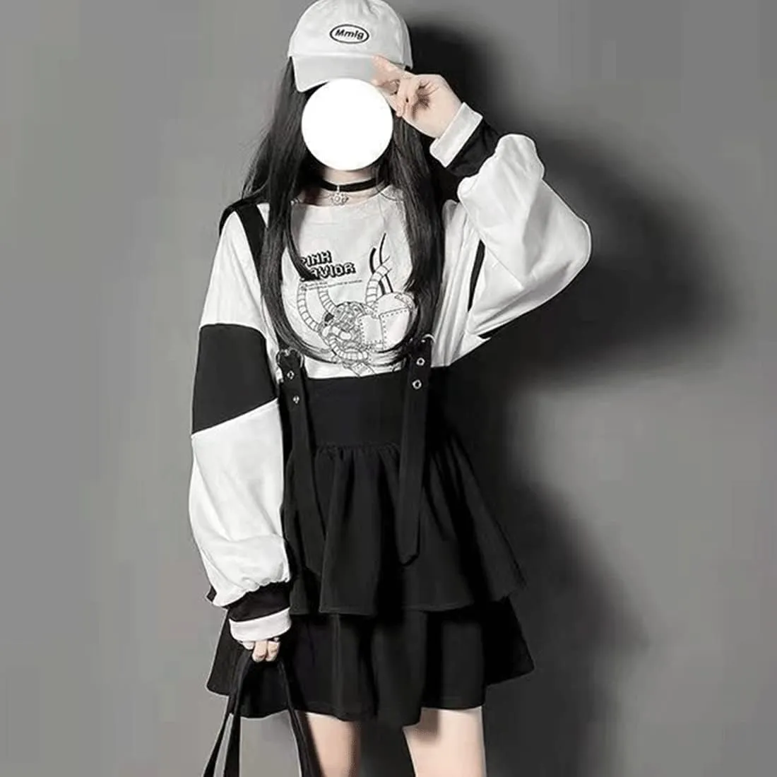Harajuku Casual Style Lolita Kawaii Gothic Fashion Elastic High Waist Vintage Layered Suspender Short Skirt