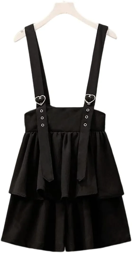 Harajuku Casual Style Lolita Kawaii Gothic Fashion Elastic High Waist Vintage Layered Suspender Short Skirt
