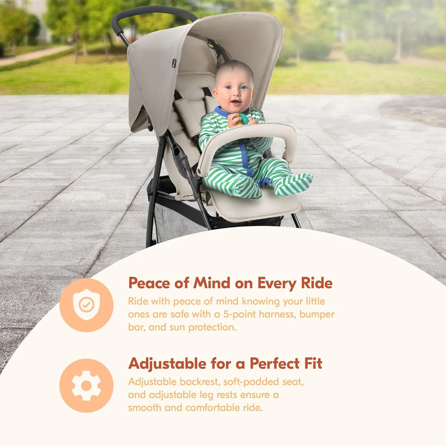 hauck Lightweight and Compact Travel Baby/Toddler Foldable Stroller, Sport, Beige